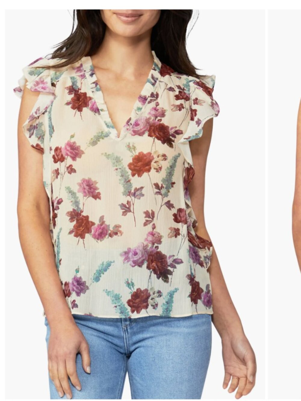 Paige 100% Silk Floral Ruffle Blouse